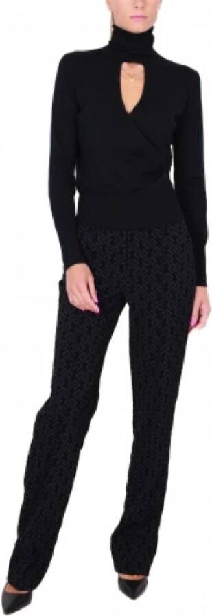 Elisabetta Franchi Zwarte Broek van Fluweelachtige Stof Zwart Dames