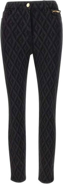 Elisabetta Franchi Skinny Jeans met Diamantprint Black Dames