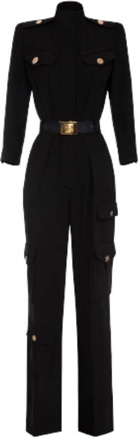 Elisabetta Franchi Zwarte Cargo Jumpsuit met Utility Zakken Zwart Dames