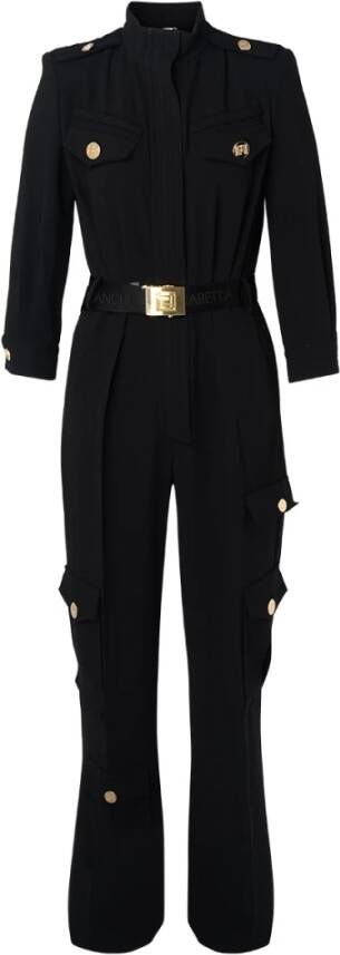 Elisabetta Franchi Zwarte Cargo Jumpsuit met Utility Zakken Zwart Dames