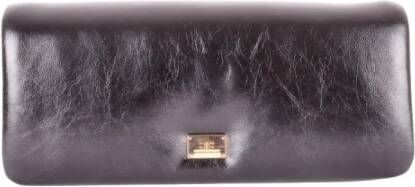 Elisabetta Franchi Zwarte dames tas met voorlogo en meerdere zakken Zwart Dames