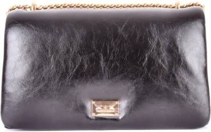 Elisabetta Franchi Zwarte dames tas met voorlogo en meerdere zakken Zwart Dames