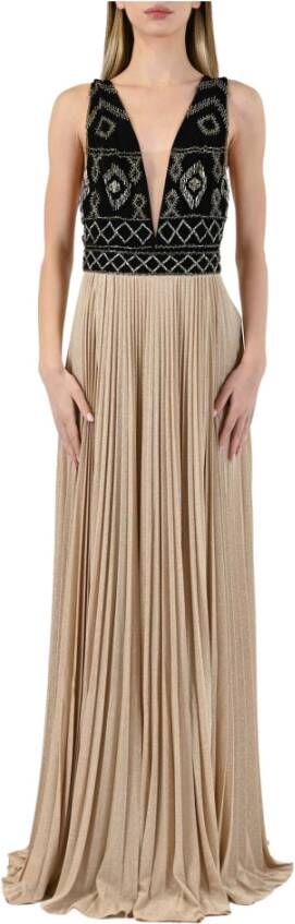 Elisabetta Franchi Zwarte Geborduurde Diamanten Jurk Zwart Dames