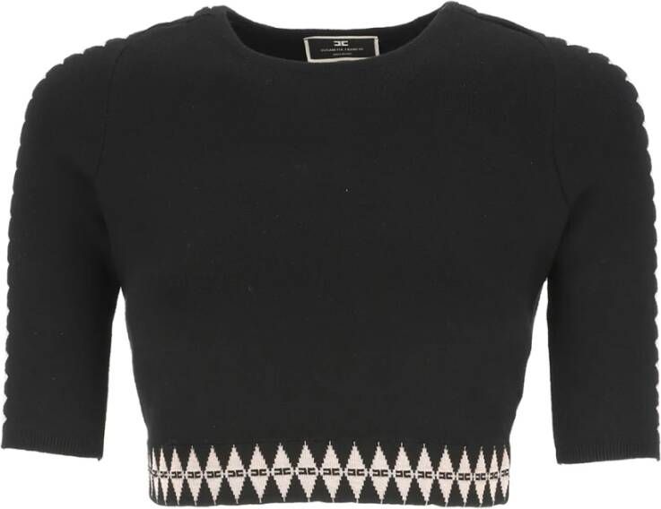 Elisabetta Franchi "Zwarte Geometrische Cropped Sweater" Zwart Dames