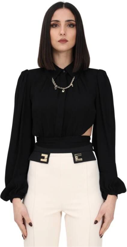 Elisabetta Franchi "Zwarte Viscose Shirt" Zwart Dames