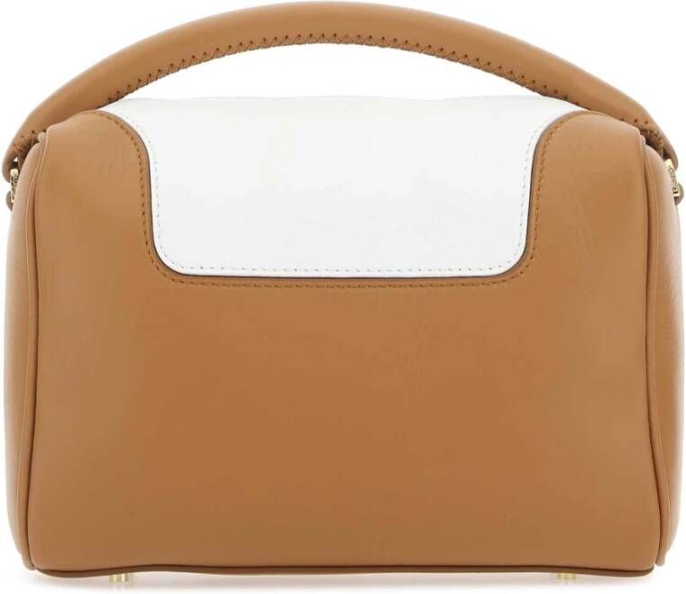 Elleme Tweekleurige lederen schat handtas White Dames