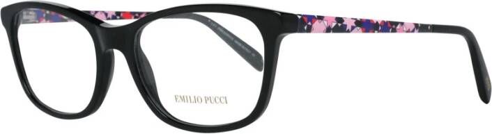 EMILIO PUCCI Zwarte Rechthoekige Optische Frames met Merkhoes Black Dames