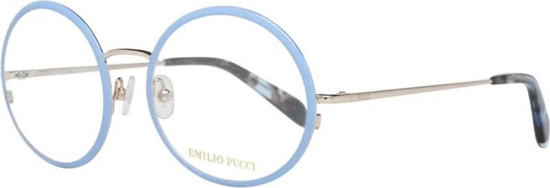 EMILIO PUCCI Blauwe Dames Ronde Gouden Metalen Optische Brillen Blue Dames
