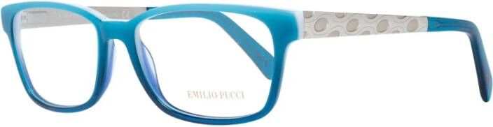 EMILIO PUCCI Blauwe Rechthoekige Optische Monturen met Veerscharnier Blue Dames