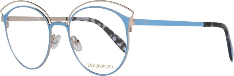 EMILIO PUCCI Blauwe Metalen Full-Rim Optische Monturen Blue Dames