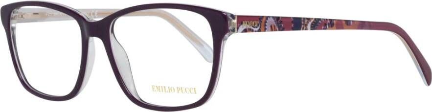 EMILIO PUCCI Paarse Rechthoekige Optische Monturen met Veerscharnier Purple Dames