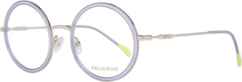 EMILIO PUCCI Paarse Ronde Optische Monturen Stijlvol Comfortabel Purple Dames