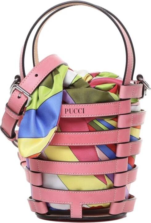 EMILIO PUCCI Veelkleurig leer en stof kleine lido bucket Bag Pink Dames