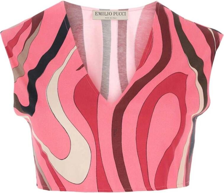 EMILIO PUCCI Gedrukte katoenen top Roze Dames