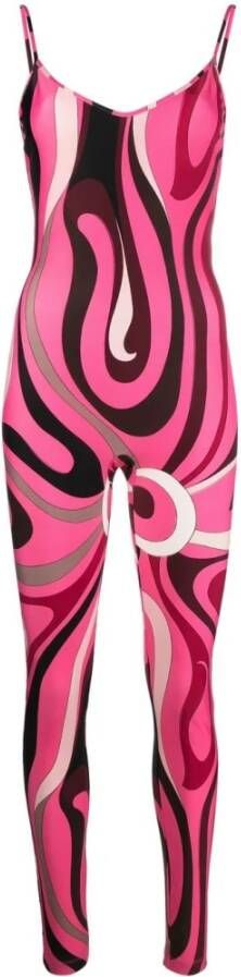 EMILIO PUCCI Gedrukte stretch viscose blend jumpsuit Roze Dames