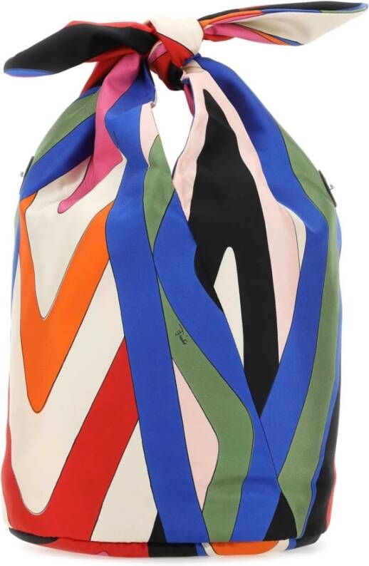 EMILIO PUCCI Gedrukte zijden Lido -bucketzak Rood Dames
