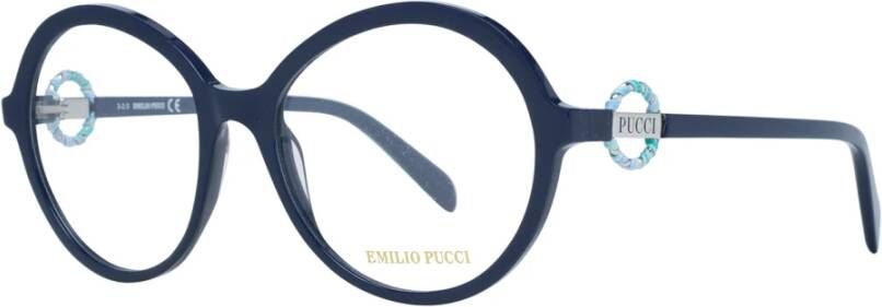 EMILIO PUCCI Blauwe Ronde Acetaat Optische Monturen Blue Dames
