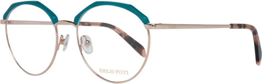 EMILIO PUCCI Turquoise Metalen Optische Frames Volledige-Rand Stijl Blue Dames