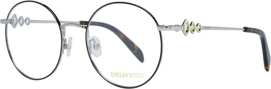 EMILIO PUCCI Zwarte Ronde Metalen Optische Monturen Black Dames