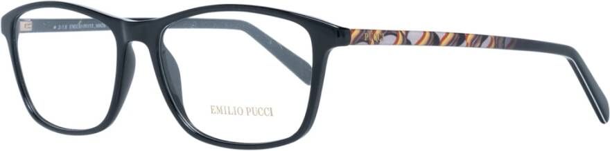 EMILIO PUCCI Zwarte Plastic Rechthoekige Optische Monturen Black Dames