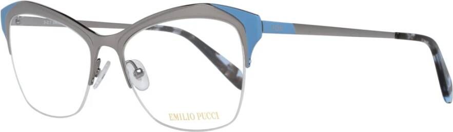 EMILIO PUCCI Zilveren Metalen Half-Rim Optische Brillen voor Vrouwen Gray Dames