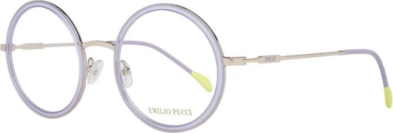EMILIO PUCCI Paarse Ronde Optische Monturen Stijlvol Comfortabel Purple Dames