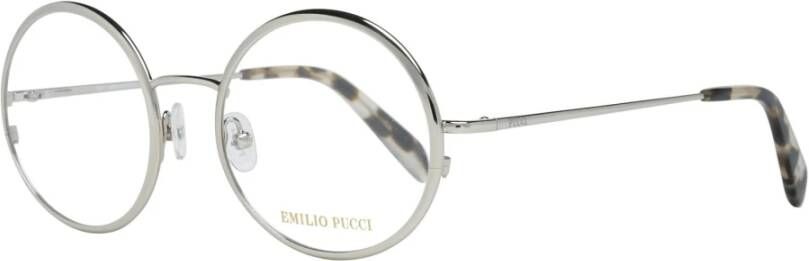 EMILIO PUCCI Elegante Ronde Metalen Optische Monturen Gray Dames