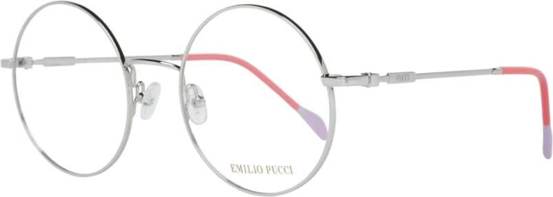 EMILIO PUCCI Zilveren Ronde Metalen Optische Monturen voor Vrouwen Gray Dames