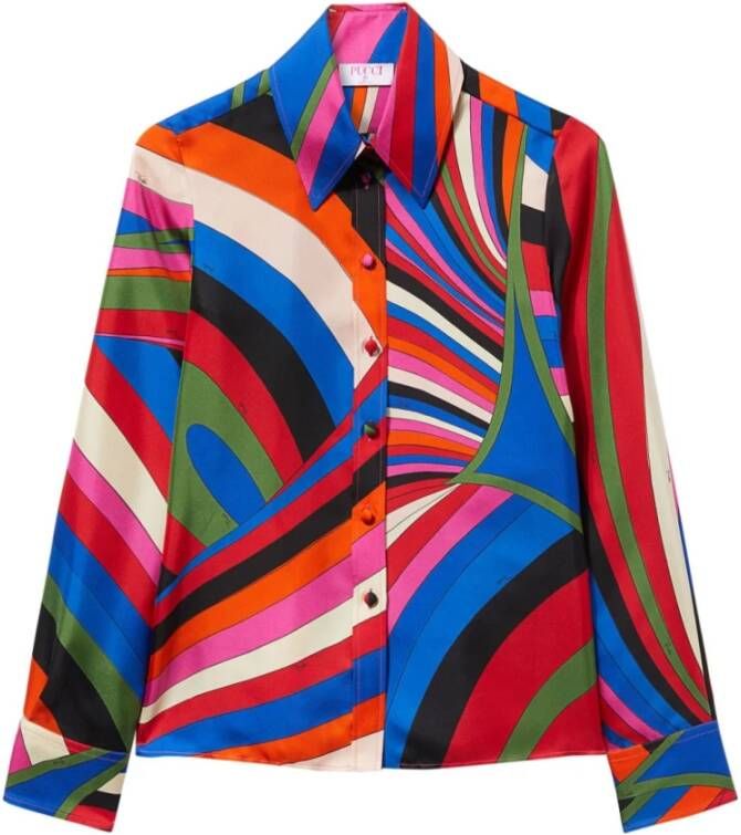 EMILIO PUCCI Multicolor Iride Print Zijden Shirt Multicolor Dames