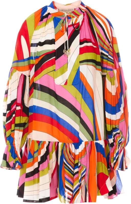 EMILIO PUCCI Veelkleurige katoenen mini -jurk Rood Dames