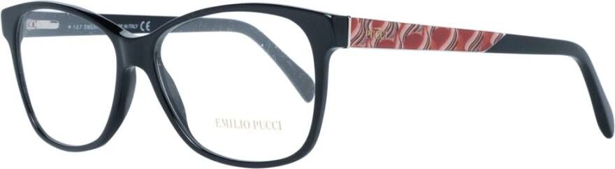 EMILIO PUCCI Zwarte Dames Optische Brillen Rechthoekige Stijl Zwart Dames