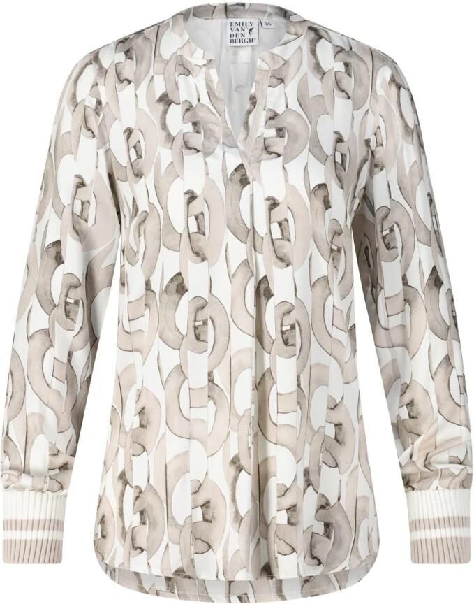 Emily Van den Bergh Abstract Patroon V-Hals Blouse Gray Dames