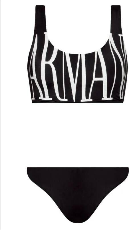 Emporio Armani 2-delige badpak met groot logo Black Dames