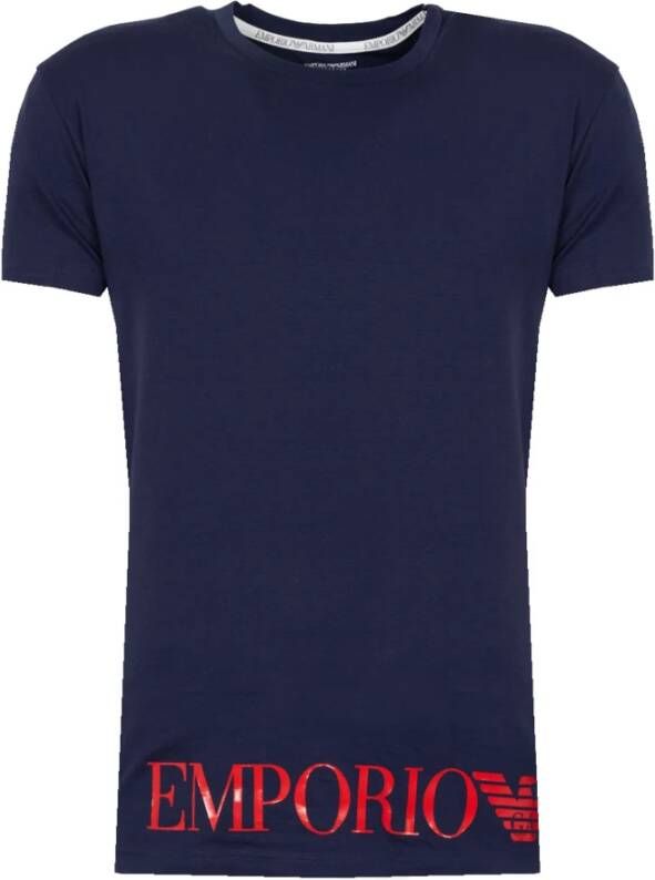 Emporio Armani Aansluitend C-hals T-shirt met Logo Blauw Dames