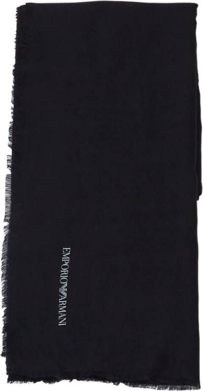Emporio Armani EA7 Zwarte Armani Sjaal met Contrastlogo Black Heren