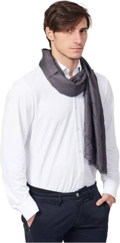 Emporio Armani Logo Print Sjaal Gray Unisex