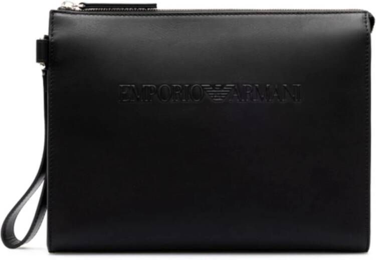 Armani Logo Portemonnee Verhoog Stijl Essentieel Heer Black Heren