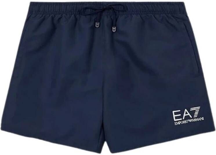 Emporio Armani EA7 Zee shorts met elastische tailleband en zakken Blue Heren