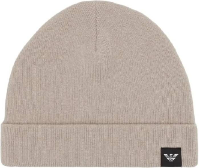 Emporio Armani Stijlvolle Beanie Muts voor Mannen Beige Heren