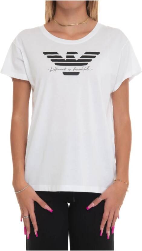 Emporio Armani Bedrukt Logo Boxy T-Shirt Wit Dames