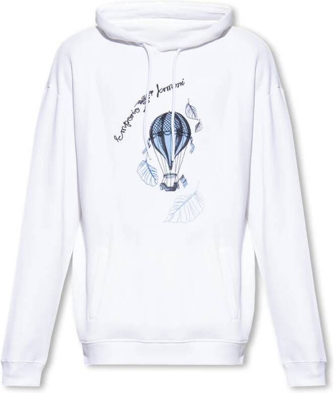 Emporio Armani Bedrukte hoodie White Heren