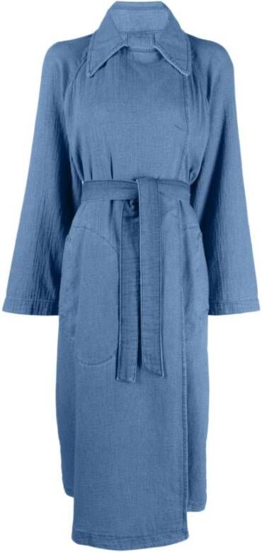 Emporio Armani Belted Coats Blauw Dames
