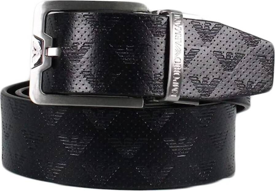 Emporio Armani Blauwe Omkeerbare Leren Riem voor Heren Blue Heren