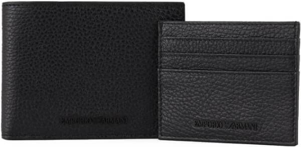 Emporio Armani Black Wallet+Card Holder Set Zwart Heren
