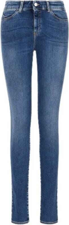 Emporio Armani Denimblauwe Elastische Slim Fit Jeans Blue Dames