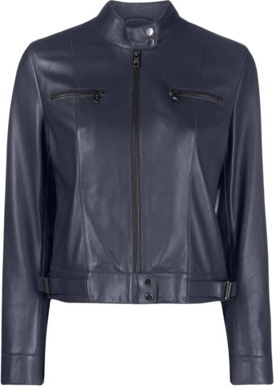 Emporio Armani Leather Jackets Blauw Dames
