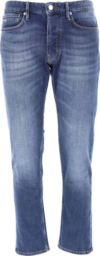 Emporio Armani Blauwe Jeans met Groene Accenten Blue Heren
