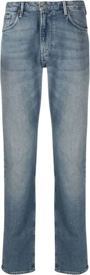 Emporio Armani Blauwe Low-Rise Straight-Leg Jeans Blauw Heren