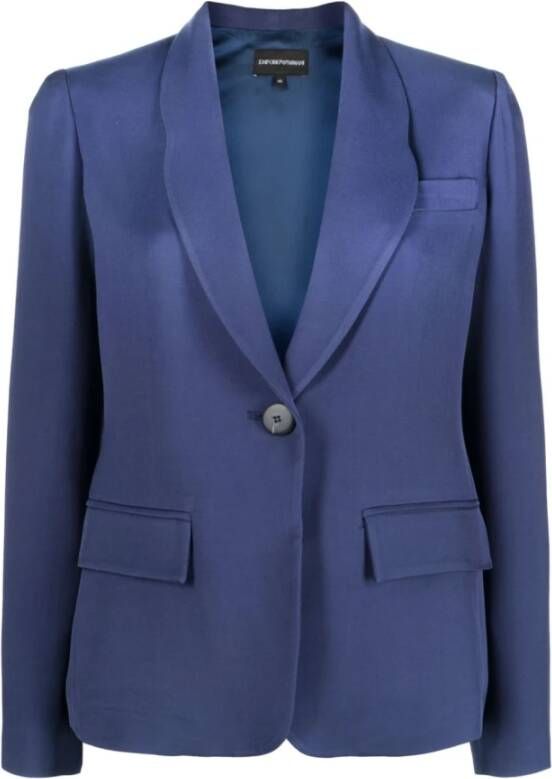 Emporio Armani Blauwe Single-Breasted Blazer voor Dames Blue Dames
