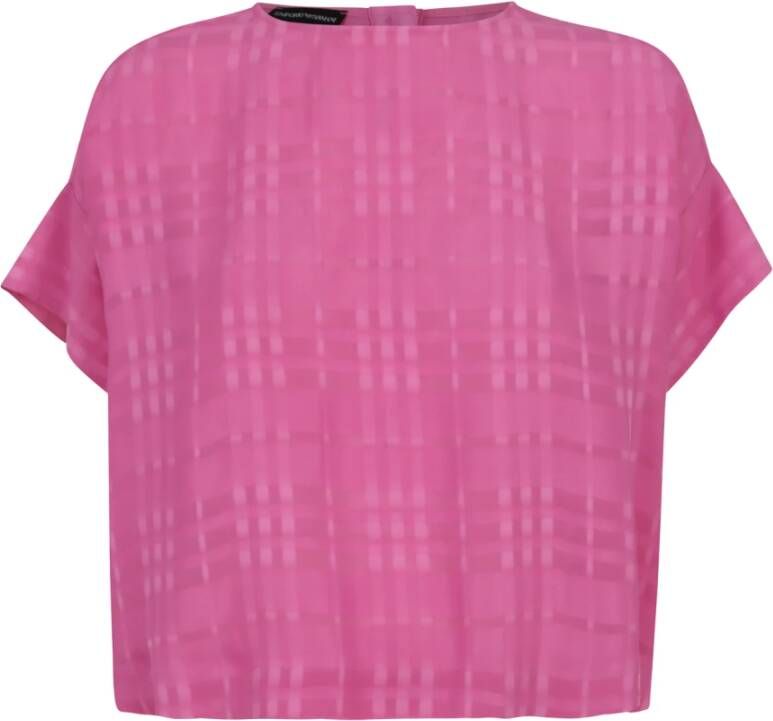 Emporio Armani Zomerse Geruite Blouse Pink Dames